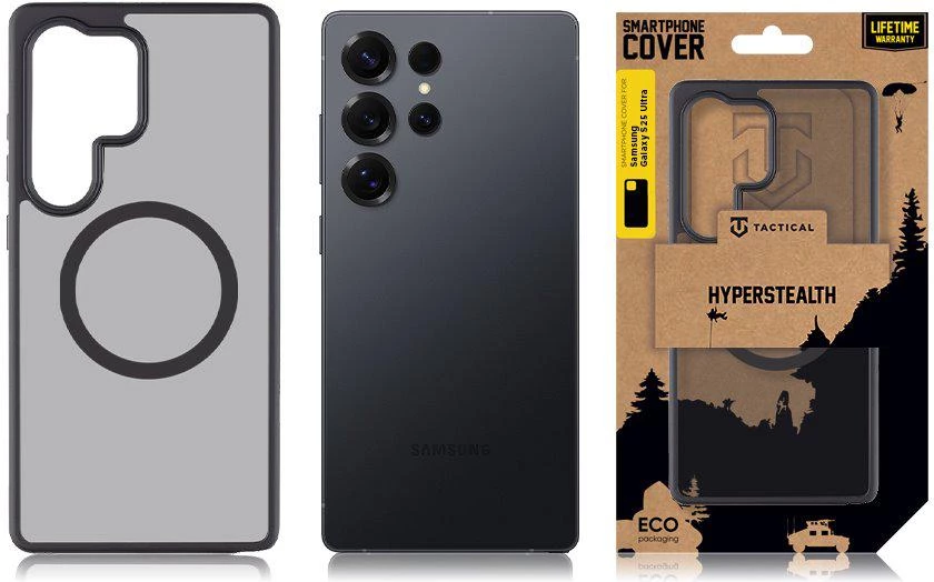 Mbështjellës silikoni Tactical Asphalt MagForce për Samsung Galaxy S25 Ultra 5G, MagSafe, anti-shock, transparent black