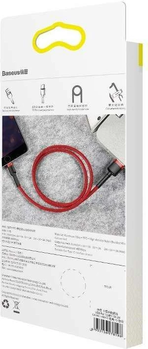 Kabllo USB Lightning Baseus Cafule, 0.5m, 2.4A, e kuqe