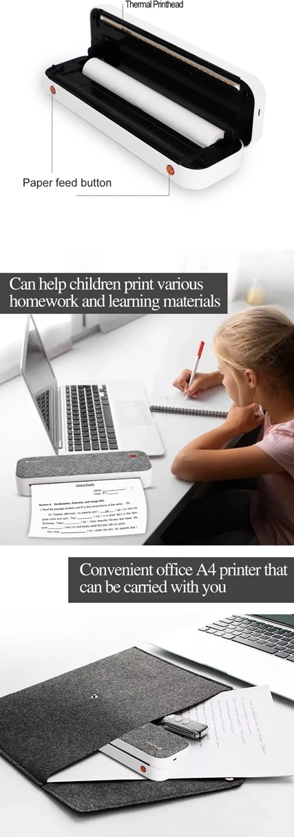 Printer termal A4 PeriPage A40, i bardhë