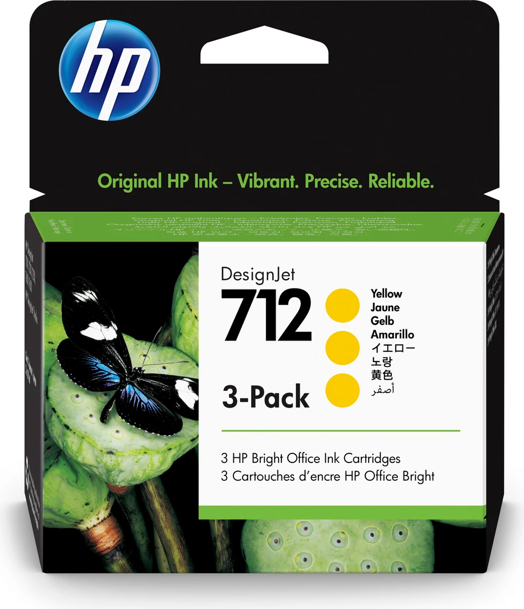 Kartrixh boje, HP, 712 3ED79A, 29 ml, e verdhë, set 3-pack