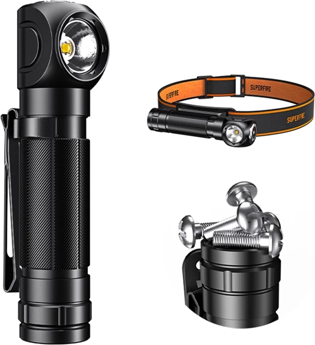 Dritë koke Superfire TH04-S, 1000 lumens, USB-C, e zezë