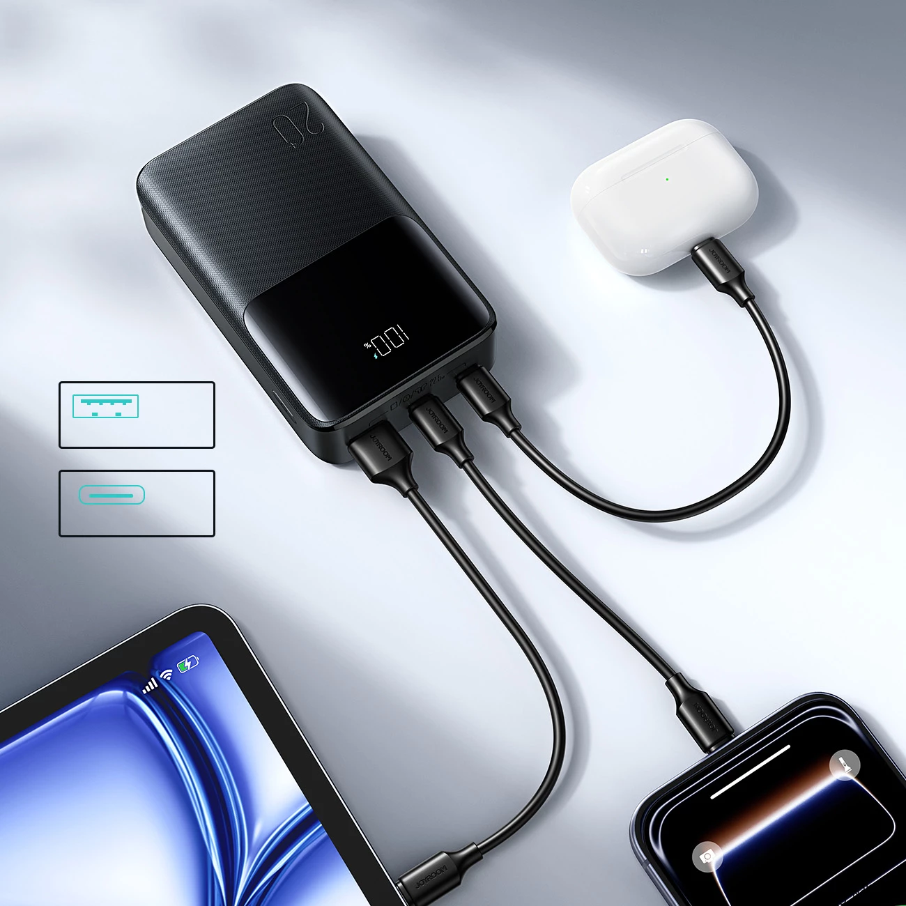 Powerbank Joyroom JR-QP192 Star Series Mini 20000mAh 22.5W me ekran digjital, e zezë