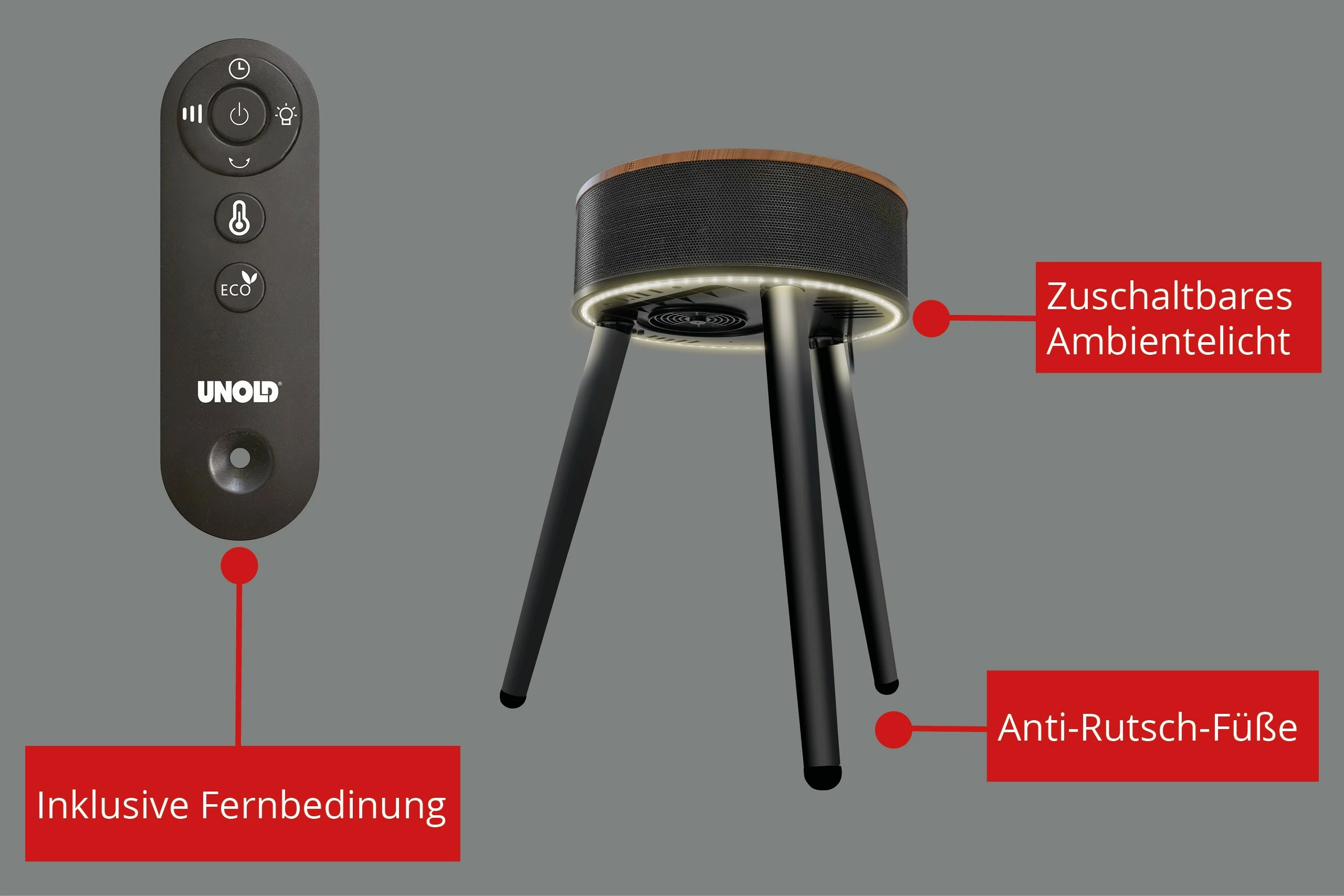 Ngrohës elektrik UNOLD 86545, Keramik, 1.2 m, Ngjyrë e zezë
