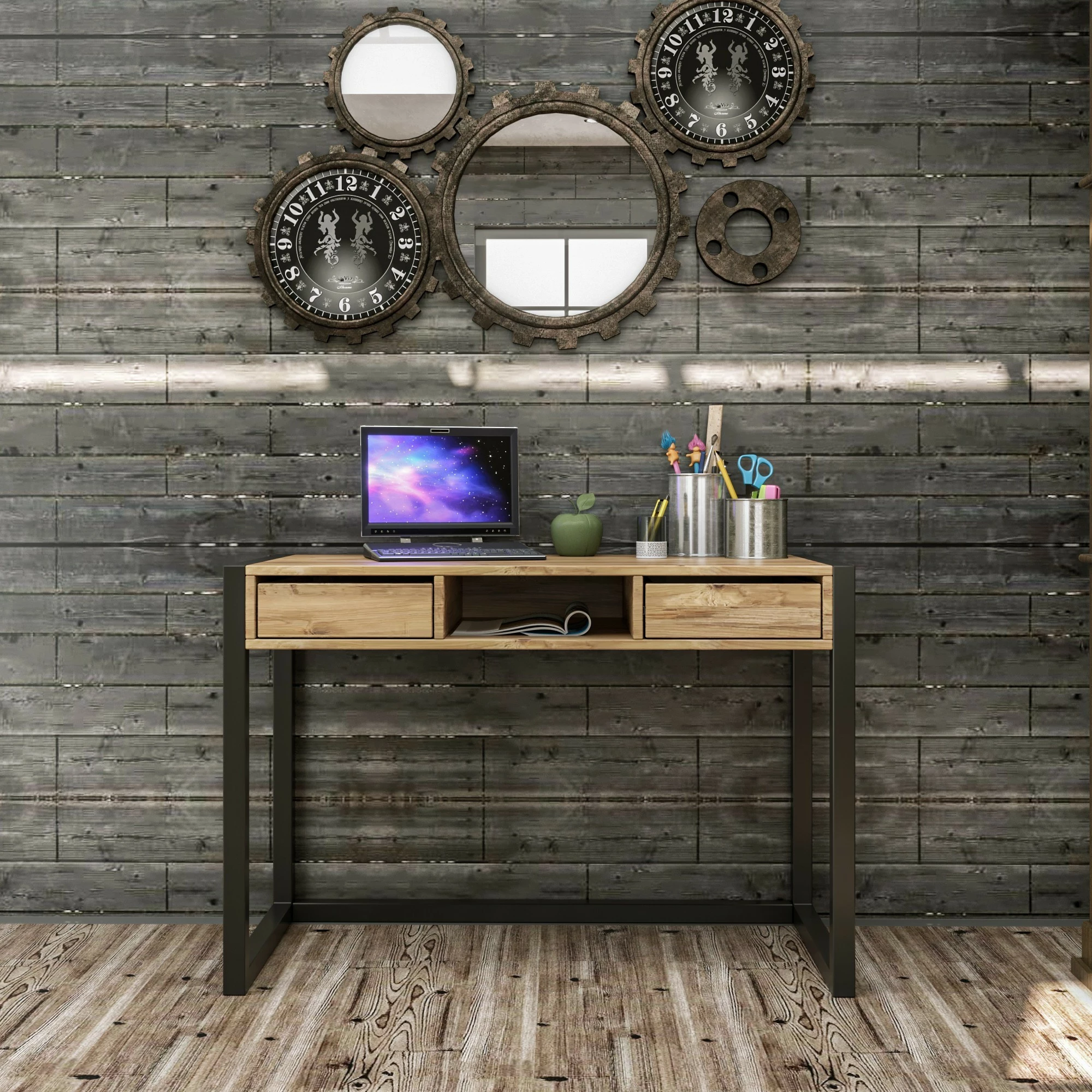 Tavolinë studimi Skye Decor, Ogene, ngjyrë Atlantic Pine dhe e zezë