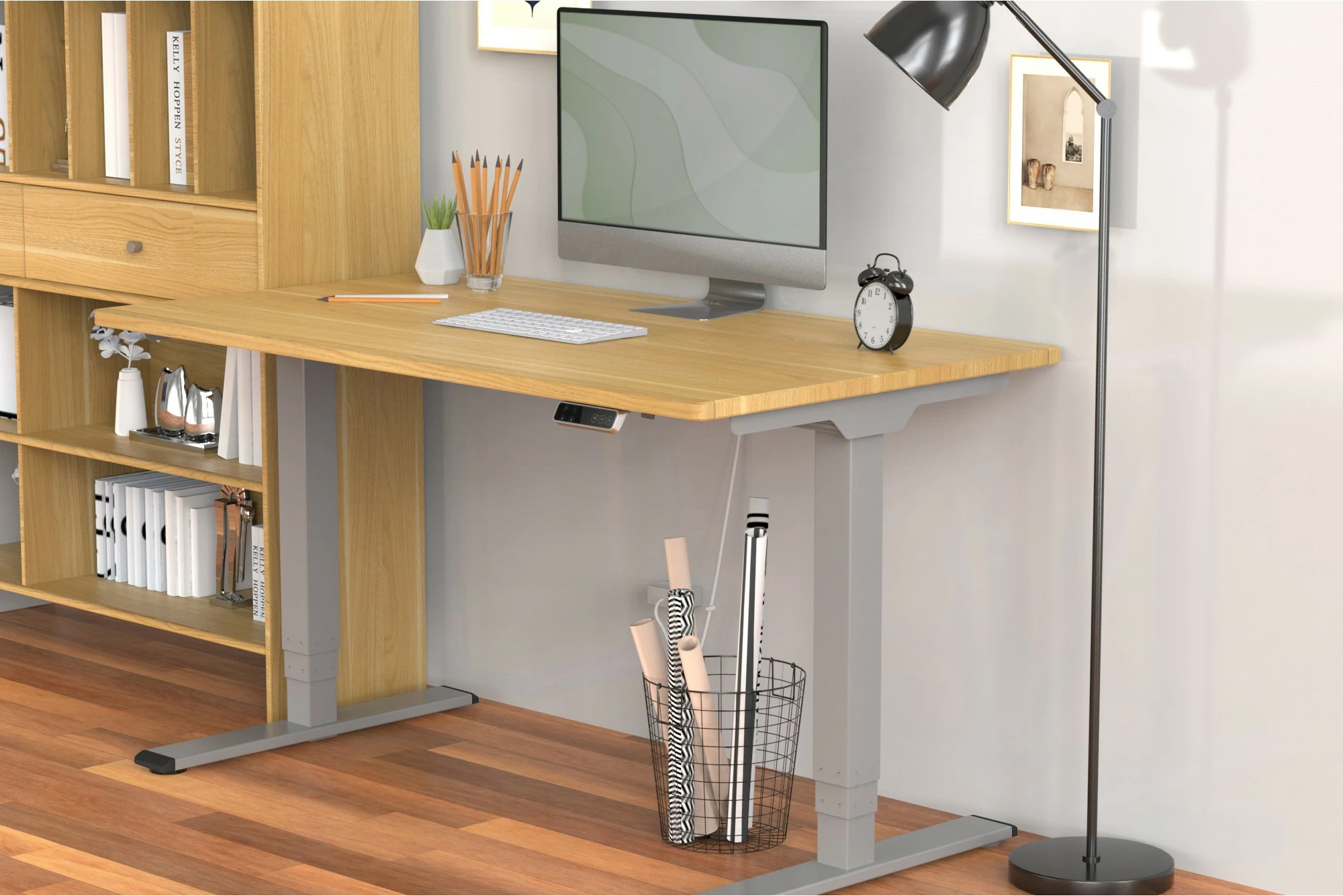 Kornizë tavoline elektrike Digitus, Dual-Motor, 3 nivele, gri