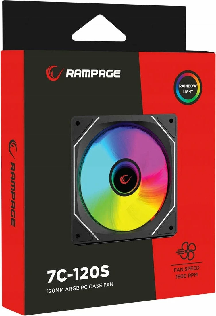 Ventilator kasë PC Rampage 7C-120S 120mm ARGB PWM, i zi, 1 copë