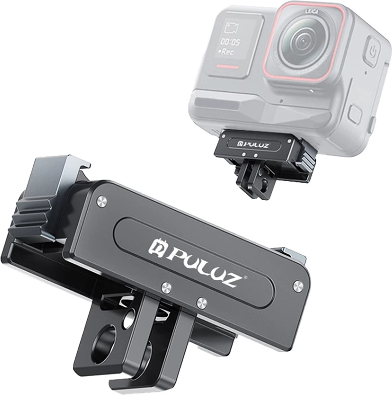 Mbajtëse magnetike metalike Puluz PU743B për DJI Osmo Action/360, lidhje 1/4'' dhe GoPro, alumini, e zezë