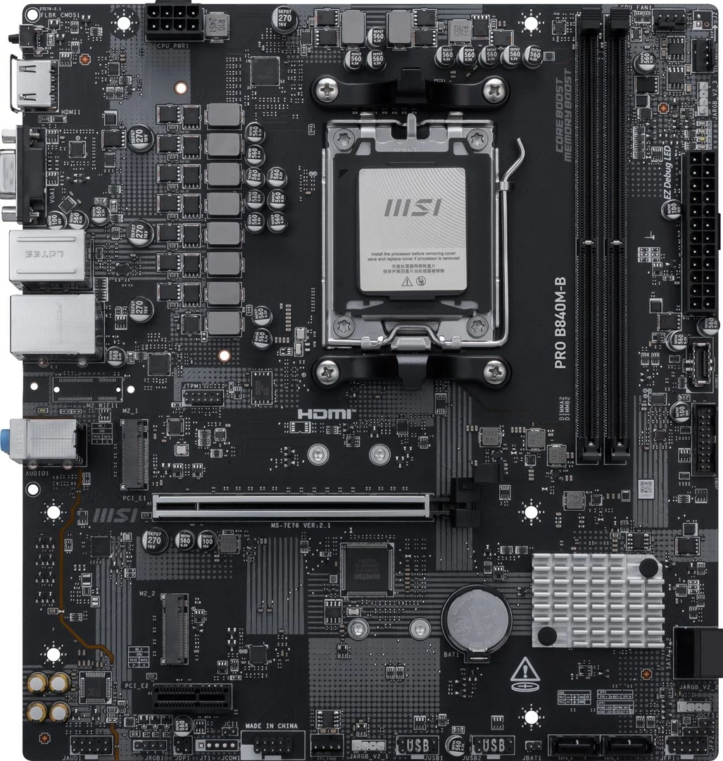 Pllakë amë MSI PRO B840M-B, Socket AM5, micro ATX, E zezë