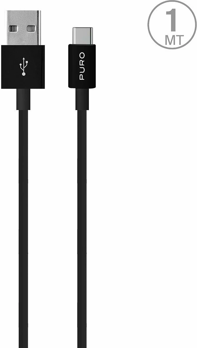 Kabllo USB-A në USB-C Puro White 1m, e zezë