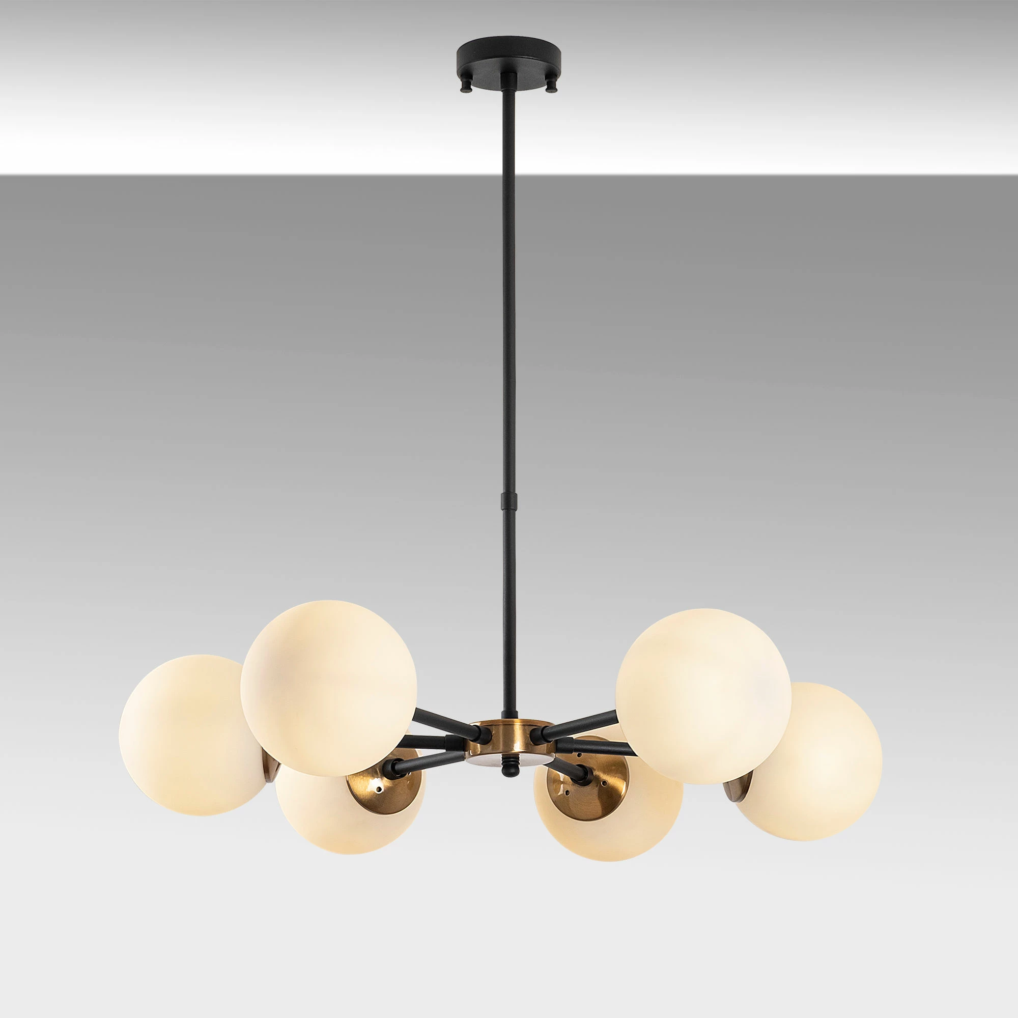 Llambë tavani Opviq, Akkas - 10085, 6 copa, ngjyrë e zezë/antik/krem, 73x73x35-72cm