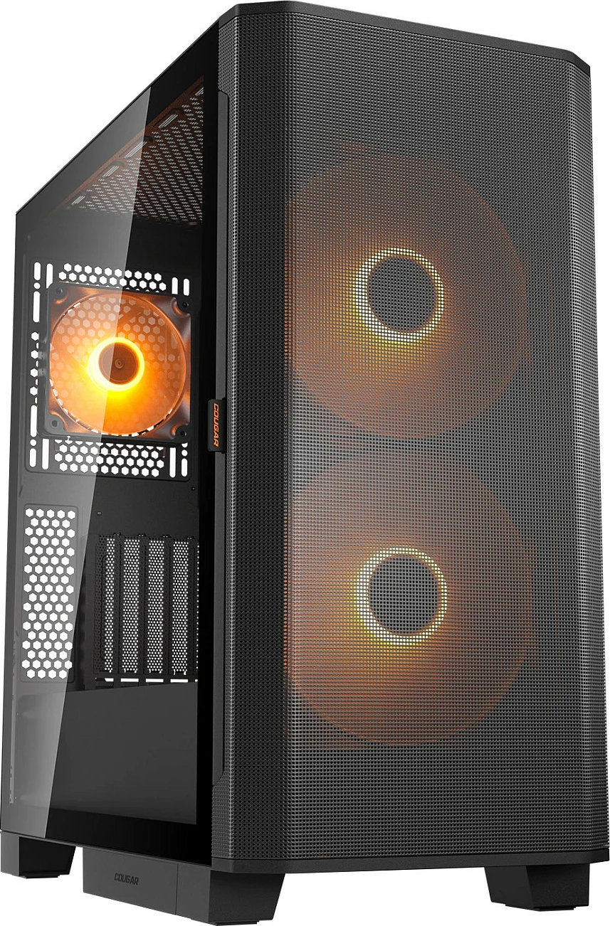 Kasë Cougar Airface FLO ARGB, Midi Tower, ATX/E-ATX, USB-C, xham i temperuar, e zezë