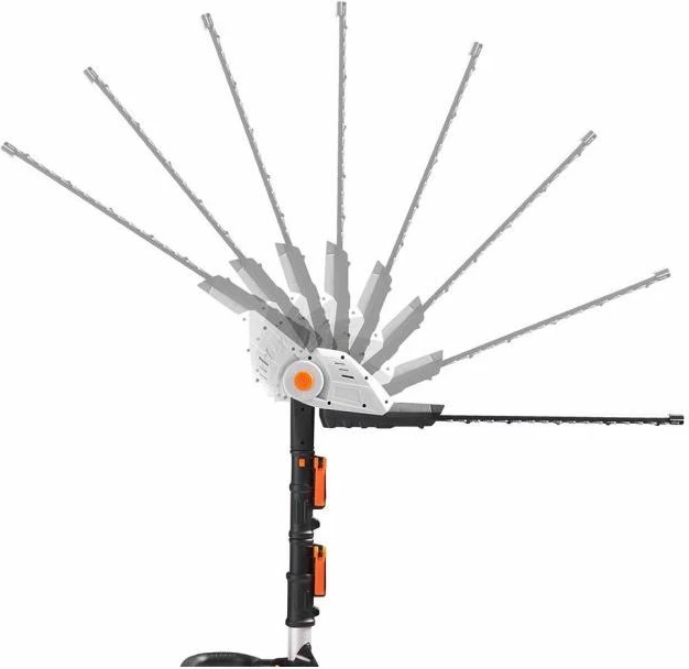 Trimer gardhi me bateri VONHAUS G-Series 2515200, 20V MAX, teh 45 cm, shtyllë teleskopike 2.44 m, set me bateri+karikues+kapak tehu, gri/zi-portokalli