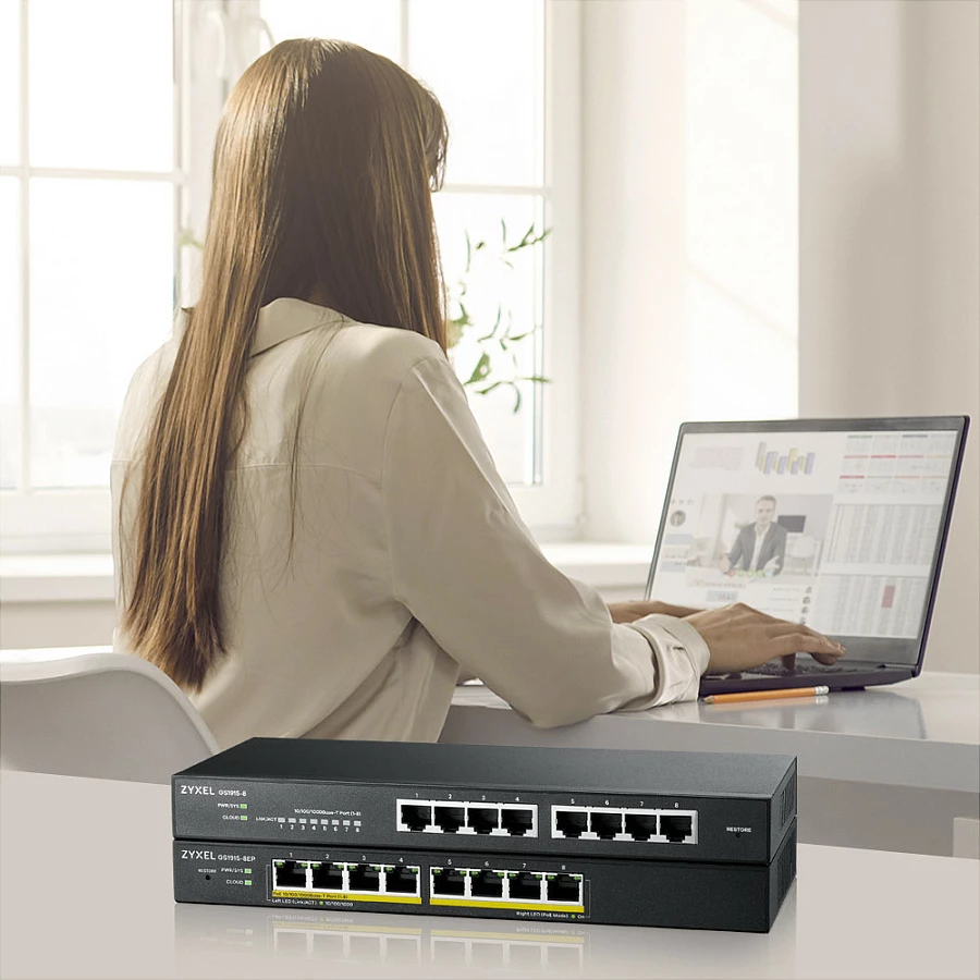 Switch Zyxel GS1915-8EP, i menaxhuar, L2, Gigabit Ethernet, PoE