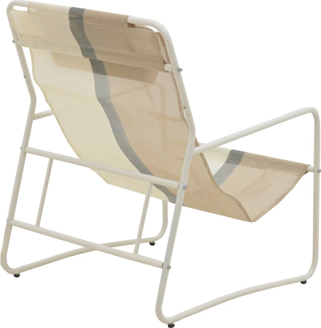 Karrige shezlong Faisty metalike e bardhë-tekstilene gri-bezhë-jastëk 65x83x86cm