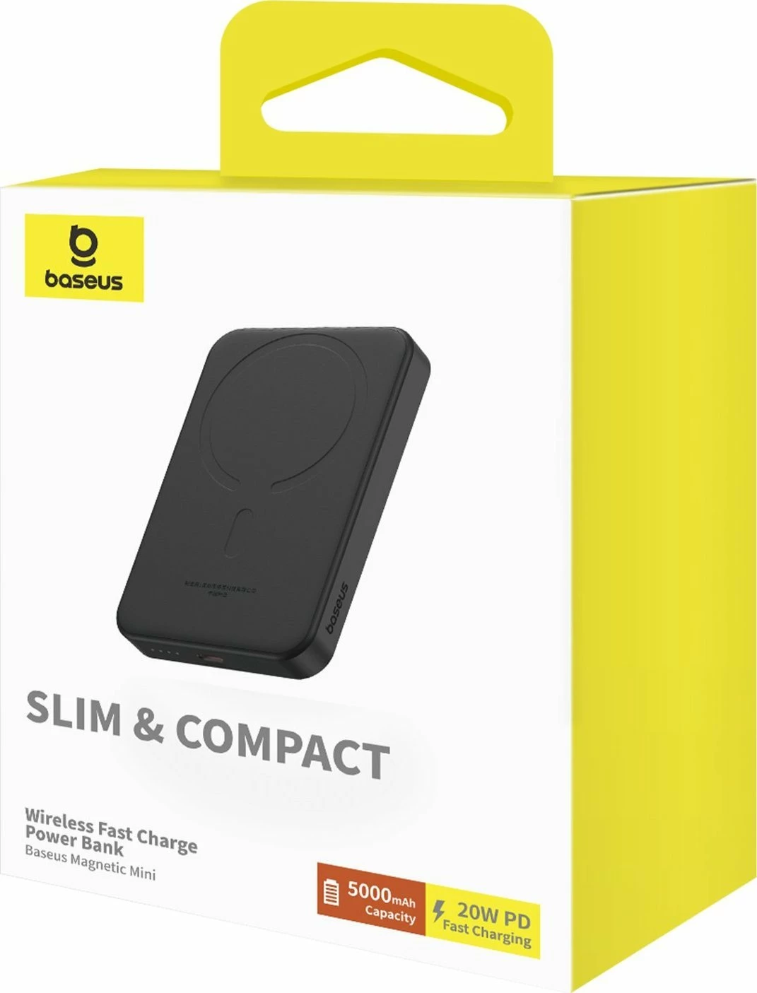 Powerbank Baseus Magnetic Mini 5000mAh 20W me karikim induktiv, i zi