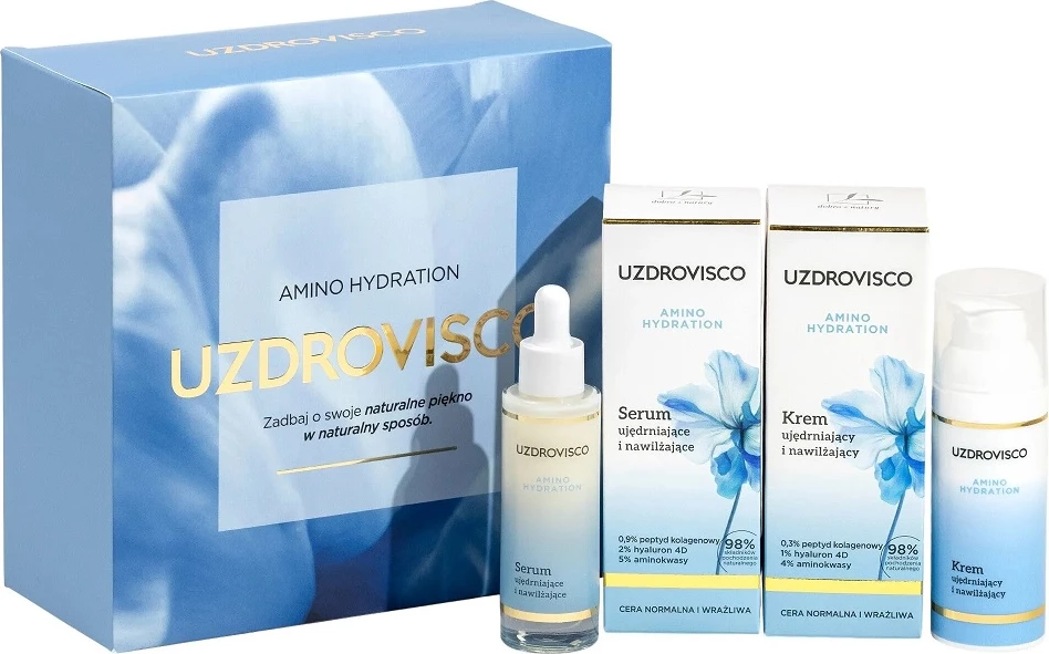 Set krem dhe serum për fytyrë UZDROVISCO Amino Hydration për femra 50ml + 30ml