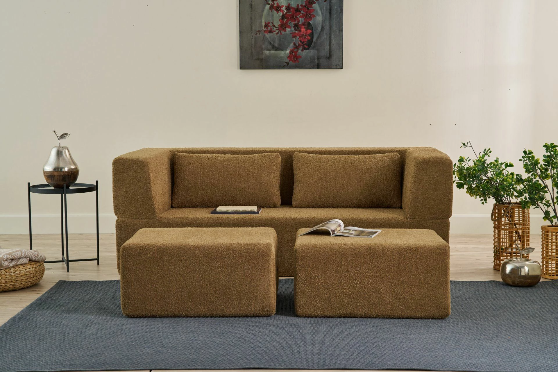 Divan-krevat 2 vendesh, Atelier del Sofa, Pirgos, ngjyrë kafe