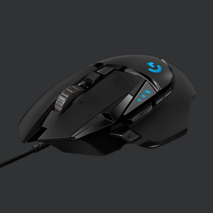 Maus gaming Logitech G502 HERO 910-005471, 25,600 DPI, 11 butona, RGB LIGHTSYNC, me kabllo, me pesha të rregullueshme, i zi