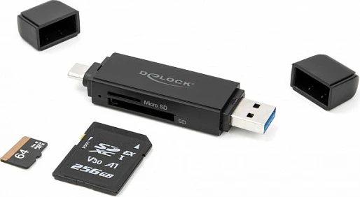 Lexues kartelash DeLOCK SuperSpeed USB 3.2 Gen 1, USB-C/USB-A, SD/MicroSD, i zi