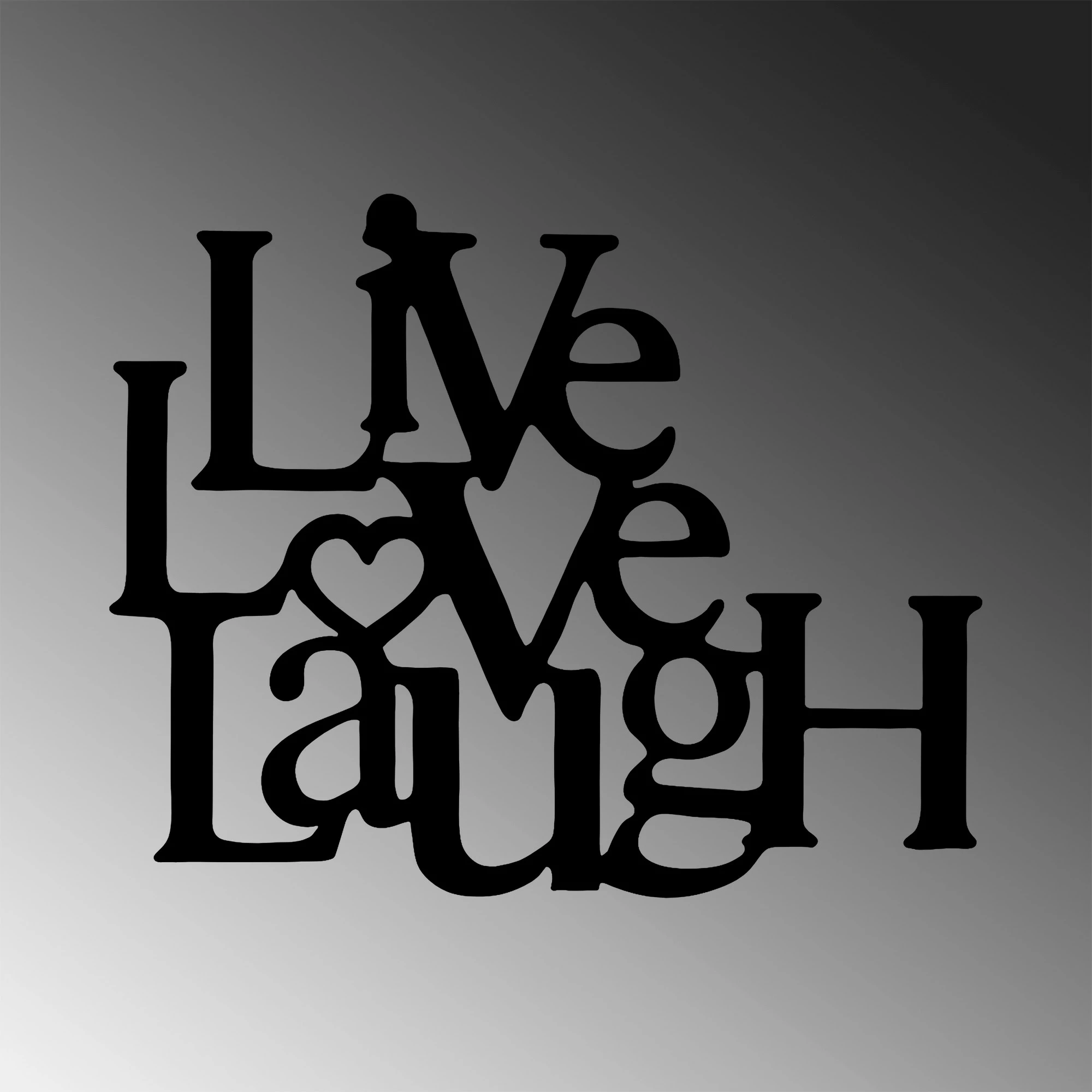 Aksesor dekorativ metalik për mur Wallity, Live-Love-Laugh, ngjyrë e zezë