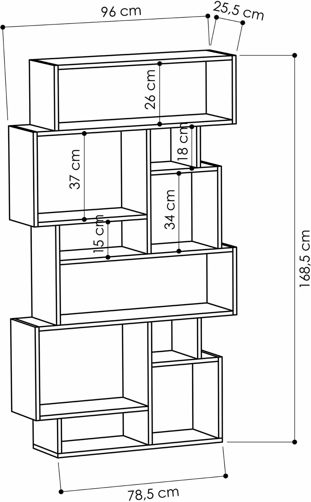 Raft librash Skye Decor, ngjyrë antracit