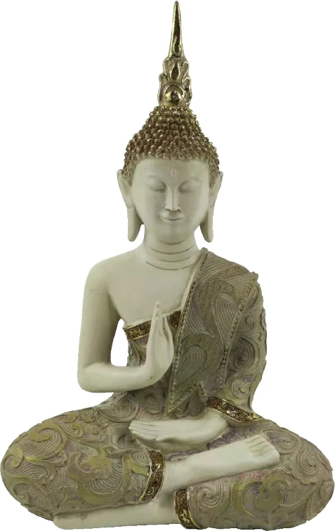 Dekor Buda, polirezine, bezhë, ar, vjollcë, 22x12x34cm