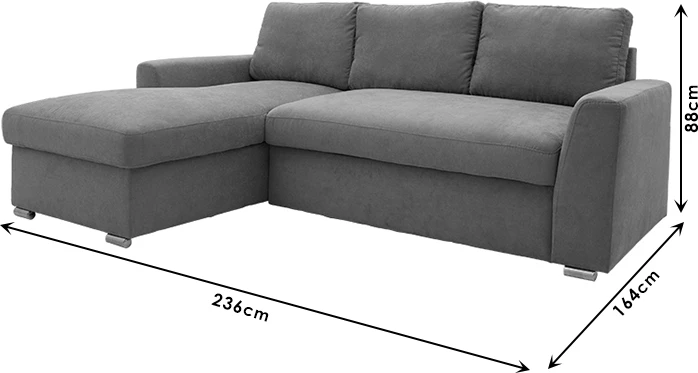 Kënd divan-krevat Belle, këndi majtë, bezhë, 236x164x88cm