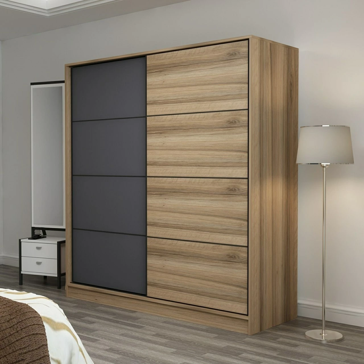 Dollap Hanah Home, Kale, dore dhe antracit, 180x210x52cm