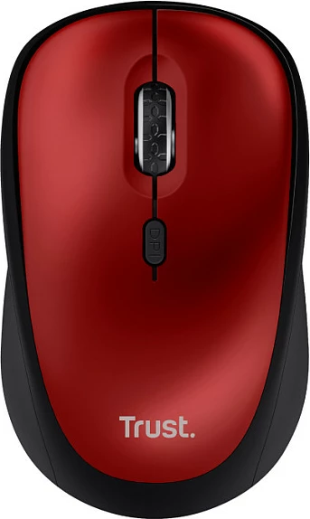 Maus Trust Yvi+, wireless RF 2.4GHz, 1600 DPI, për të djathtë, Zi/Kuq