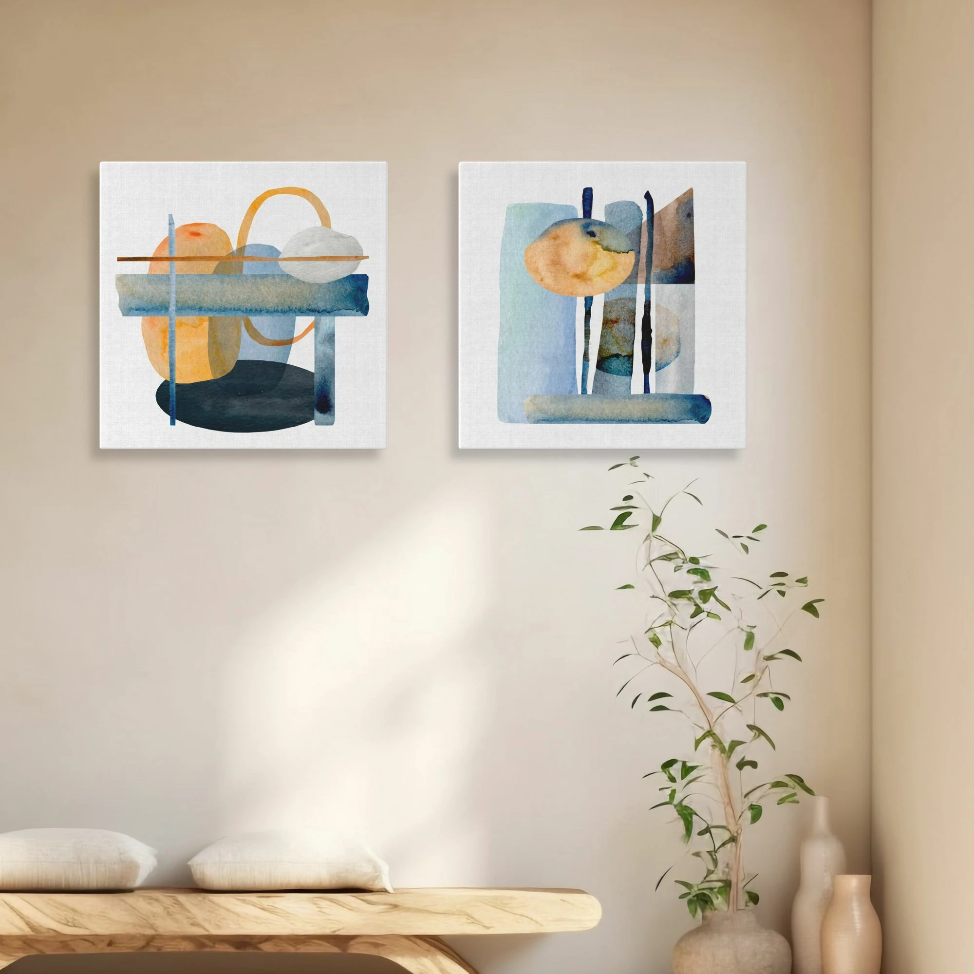 Pikturë dekorative në kanavacë (2 copë), Wallity, ASR_CNVS25 - 13, 40x40cm