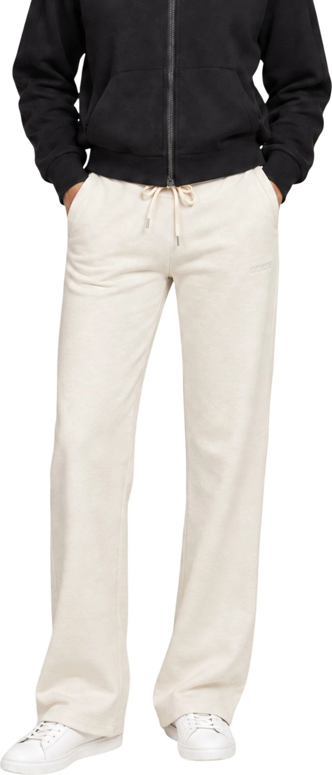 Pantallona sportive për femra Guess Elsa Wide Leg V6BB20 K6366, bezhë e errët