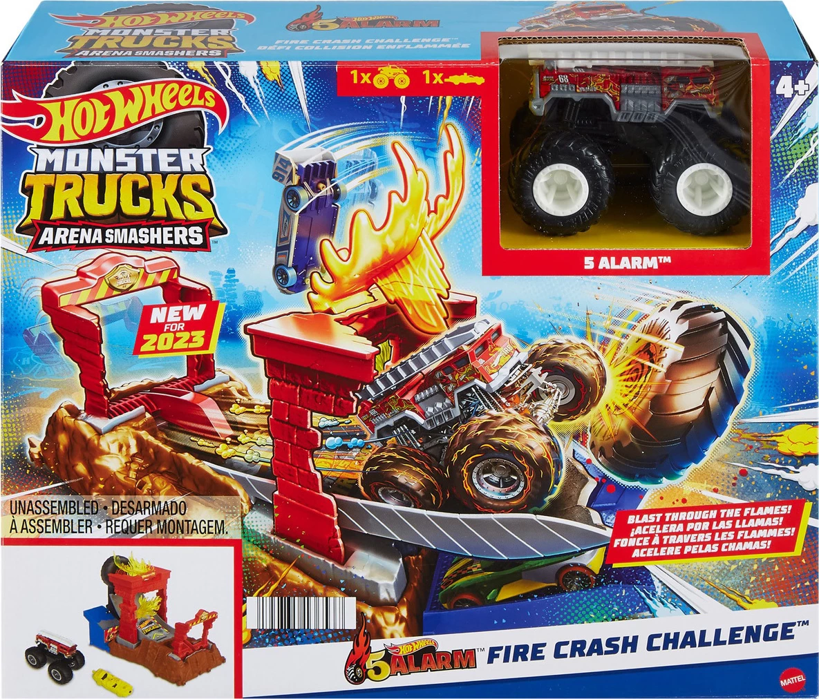 Hot Wheels Monster Trucks Arena Smashers 5 Alarm Fire Crash Challenge Playset