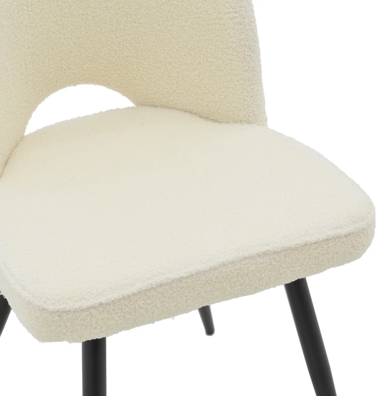 Karrige Renish bouclé, këmbë metalike të zeza, 61x47x91.5cm