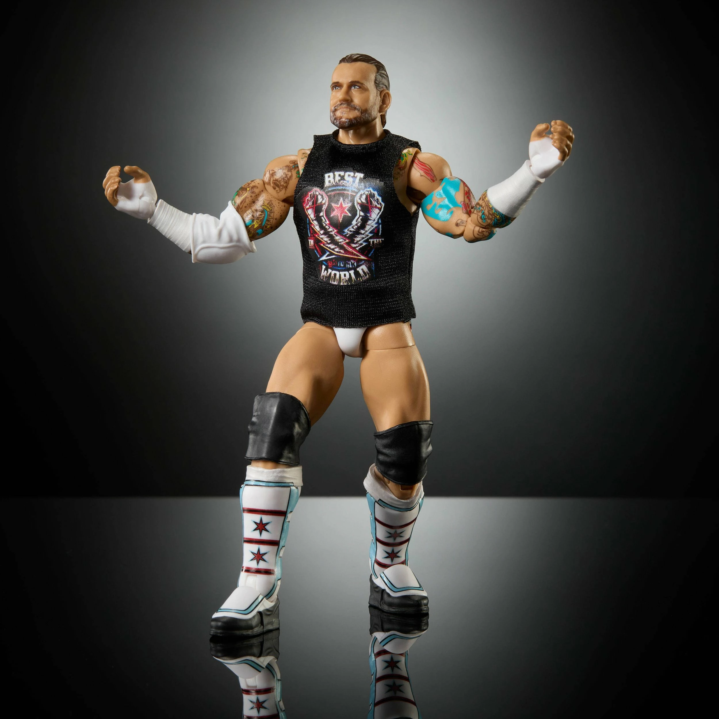 Figurinë koleksionuese Mattel WWE Elite CM Punk JHT46 15 cm, set me duar ndërruese dhe aksesorë