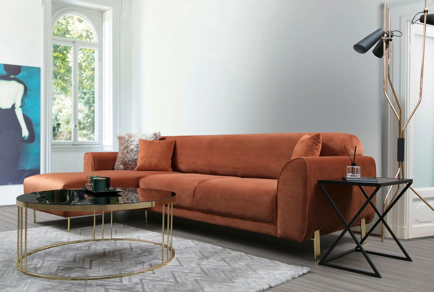 Kënd-sofë krevate Atelier del Sofa, këndi majtas, ngjyrë kanelle (Chl-3R)