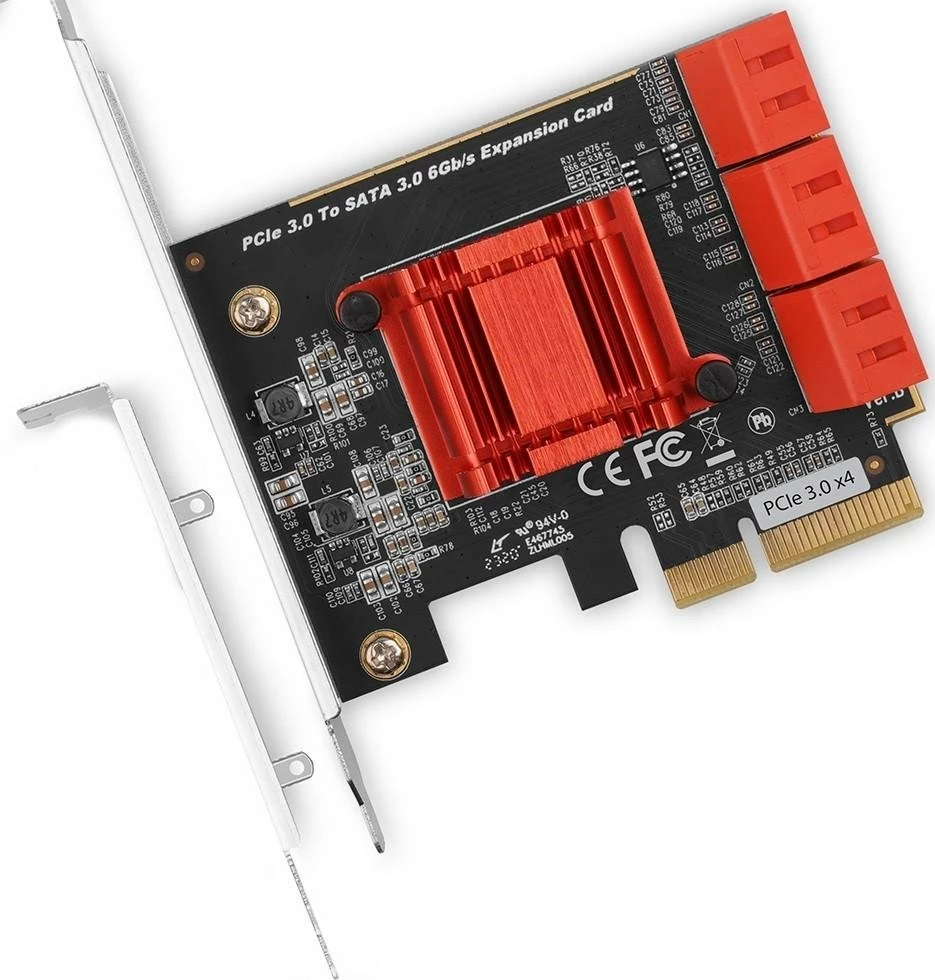 Kontroller PCI-Express SATA Axagon PCES-SA6, 6x SATA III 6Gb/s, chipset ASMedia ASM1166, low profile cover set