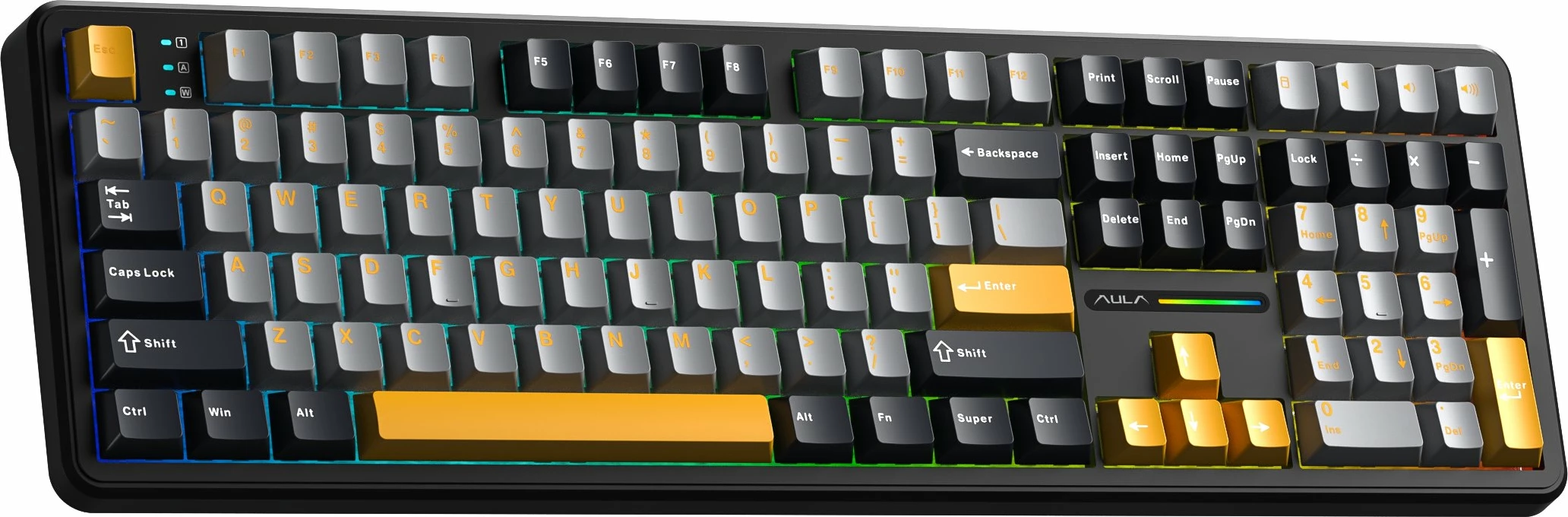 Tastierë mekanike Aula F108 Volcano Switch (AUF108-GOG-VO) 108-taste 100% RGB tri-mode US, portokalli
