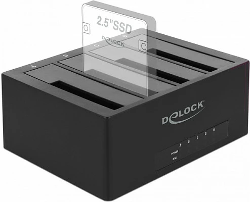 Docking stacion USB Type-C DeLOCK, 4x SATA HDD/SSD 2.5/3.5 inç, 5 Gbps, e zezë