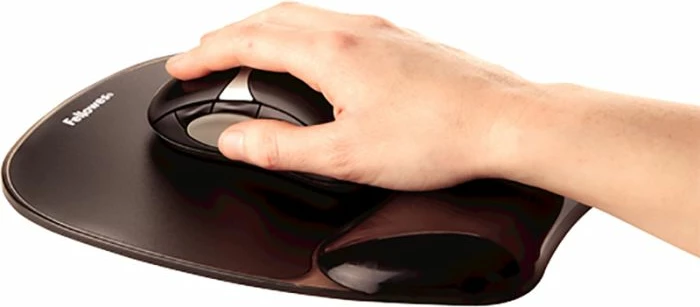 Mauspad FELLOWES Crystal Gel 9112101 me mbështetëse për kyç, e zezë