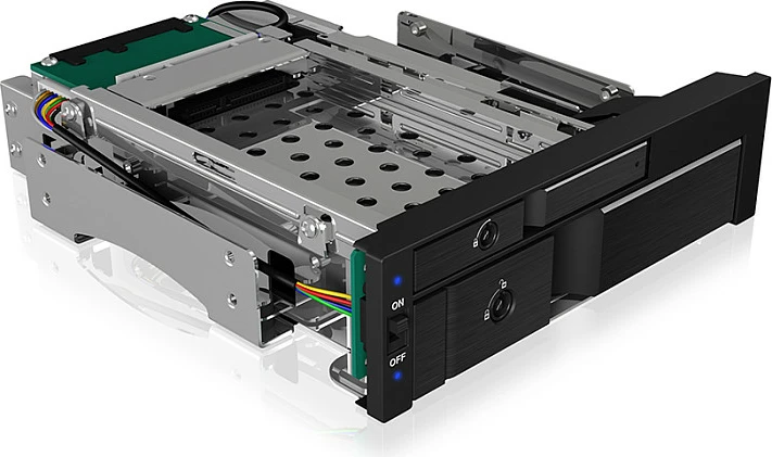 Kafaz hot-swap ICY BOX IB-173SSK, 5.25", për 1x 2.5" + 1x 3.5" HDD/SSD, SATA/SAS 6Gb/s, i zi