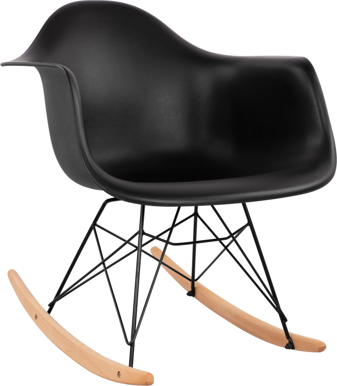 Karrige lëkundëse me krahë, ngjyrë e zezë, kornizë e zezë, FH0035.12, 61x71x64 cm