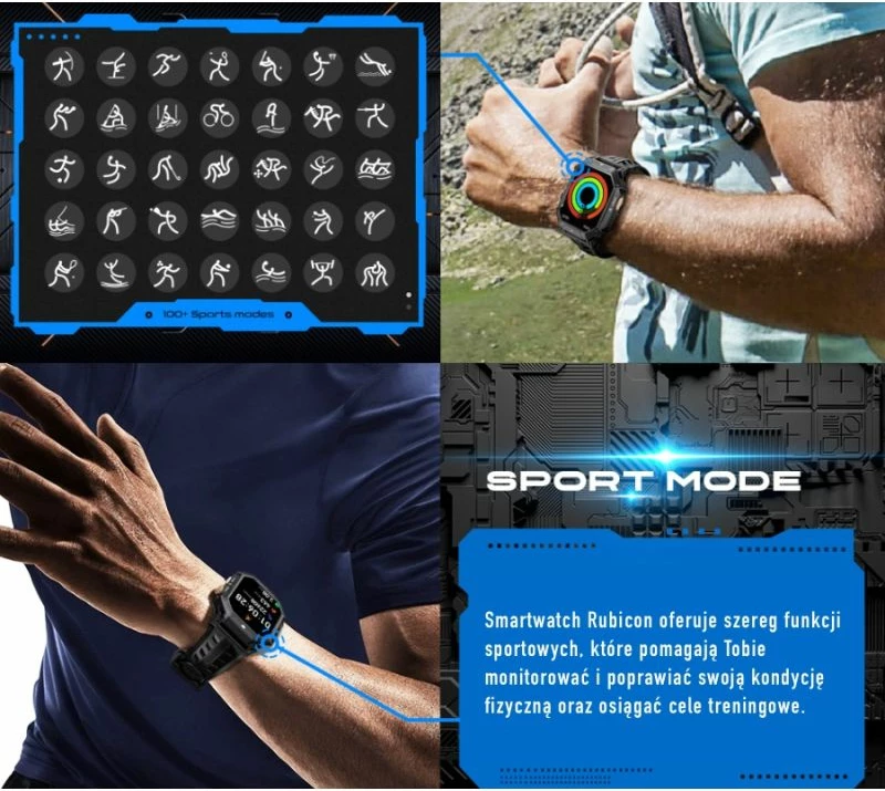 Smartwatch për meshkuj Rubicon, e zezë