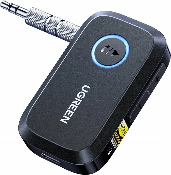 Adapter Bluetooth marrës Ugreen 55546, Bluetooth 6.0, LDAC Hi-Res, AUX 3.5mm, USB-C, bateri deri 17 orë, i zi
