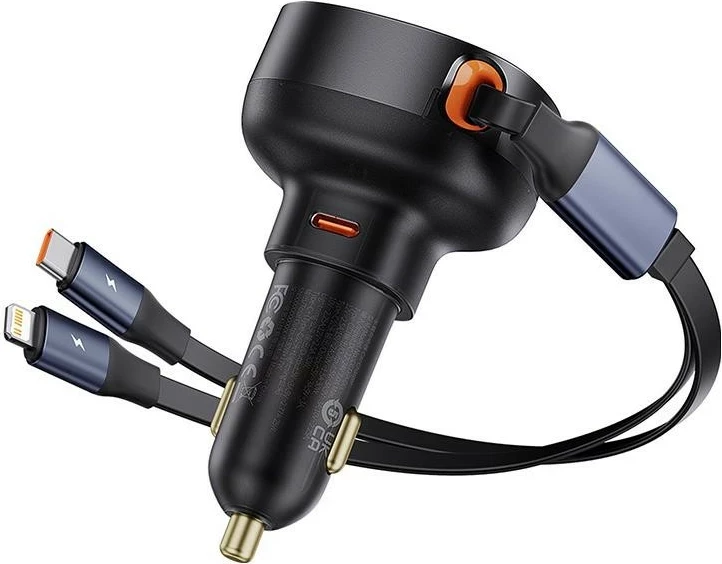 Karikues veture Baseus Enjoyment USB-C, 60W, me kabllo USB-C dhe Lightning, i zi