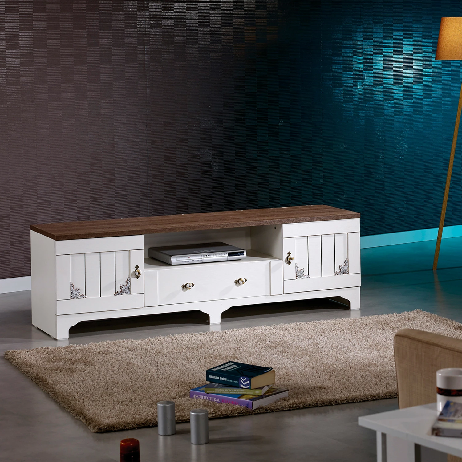 Komodë TV Hanah Home, Gazel, e bardhë dhe kafe