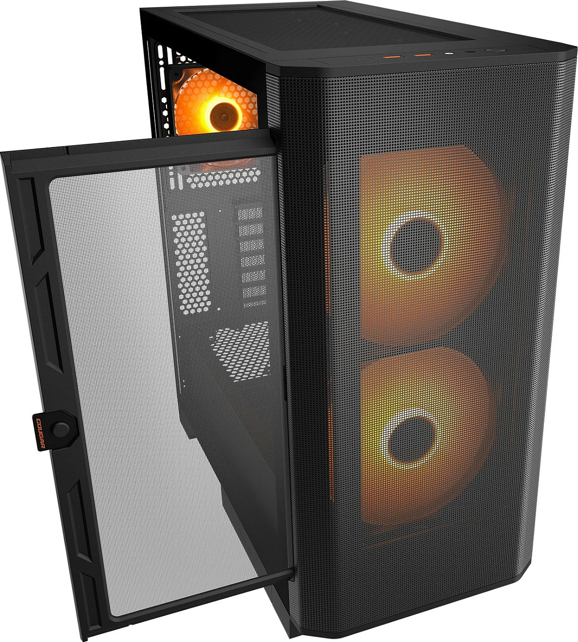 Kasë Cougar Airface FLO ARGB, Midi Tower, ATX/E-ATX, USB-C, xham i temperuar, e zezë