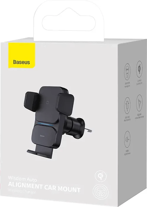 Mbështjellës Baseus Wisdom CGZX000001 për makinë, me karikim wireless 15W, i zi