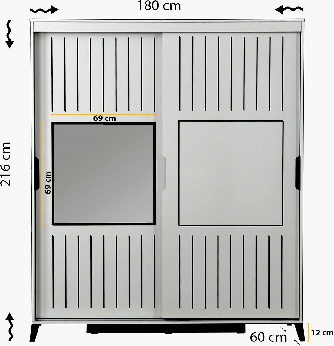 Dollap i bardhë Skye Decor, Pasific Home Fuga 180, me pasqyrë