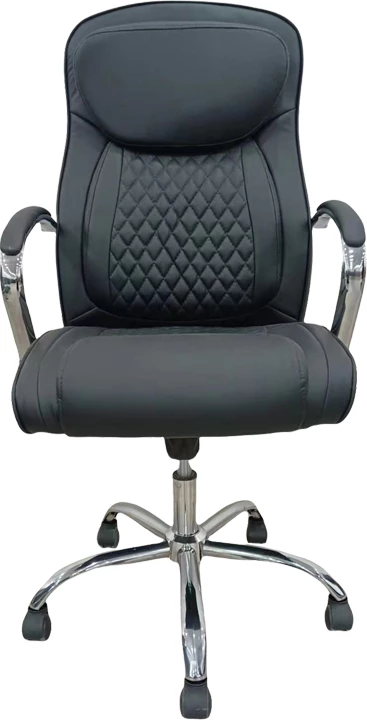 Karrige zyre regjisori, e qepur, lëkurë PU e zezë, 62x70x116cm