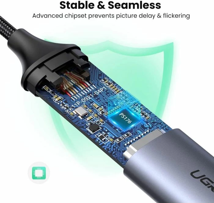 Adapter USB-C në HDMI, UGREEN 70444, HDMI 2.0, 4K@60Hz, HDCP 2.2, 3D, argjend, në kuti